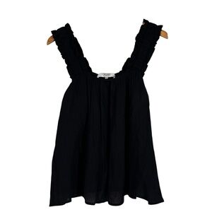 Crosby Mollie Burch Danny Black Sleeveless Tank Top Ruffle Straps Women's Large
